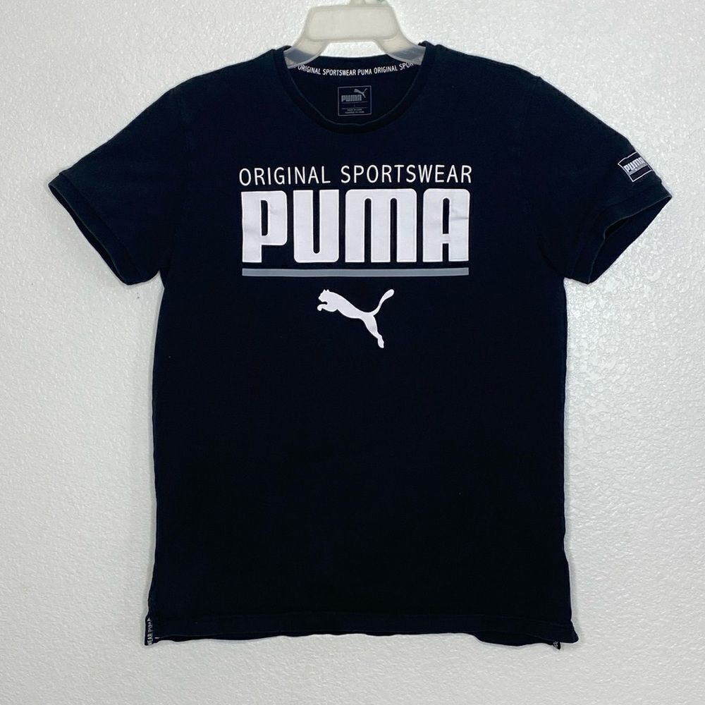 PUMA Original Sportswear Black Medium Thick Cotton T Shirt Size L